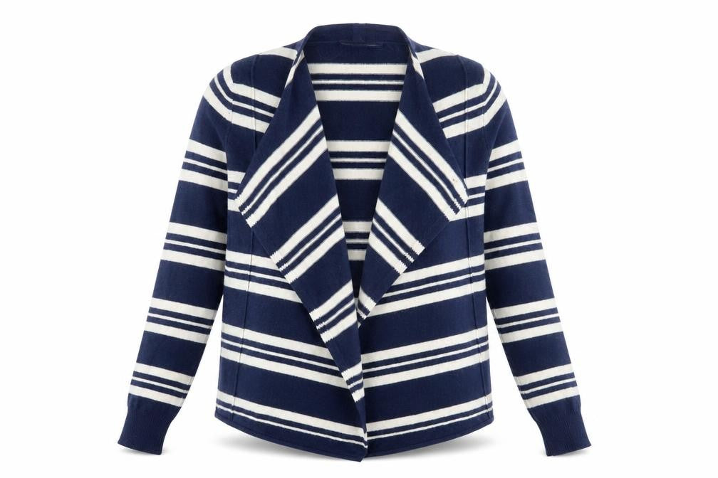 Marks & Spencer Women's Blue Striped Cashmere Cardigan
