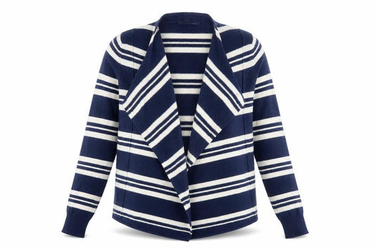 Marks & Spencer Women's Blue Striped Cashmere Cardigan