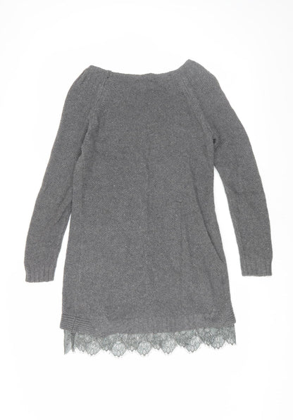 Mint Velvet Women's Grey Tunic Jumper, Size 8