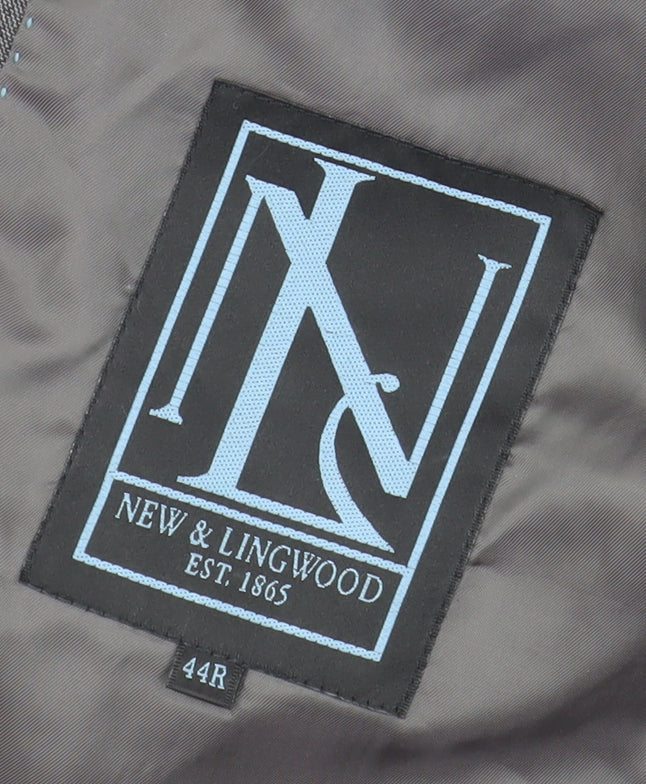 New & Lingwood Men's Grey Wool Blazer, 44R, Formal