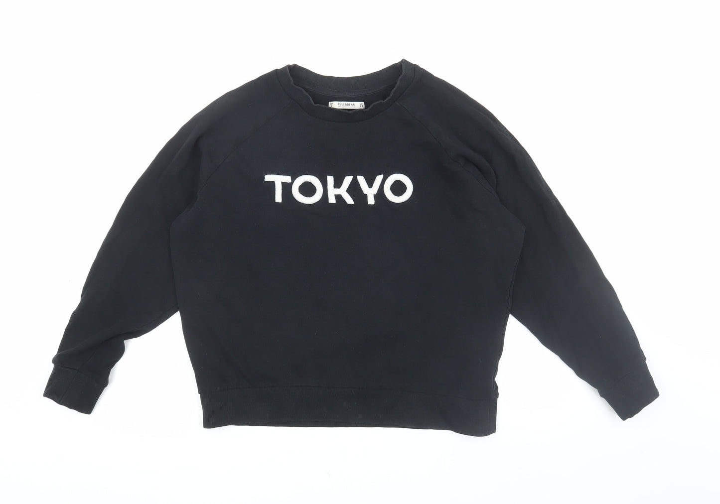 Pull & Bear Women’s Black Logo Pullover Sweatshirt, Size S