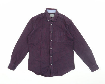 Marks & Spencer Men's Purple Striped Regular Fit Shirt