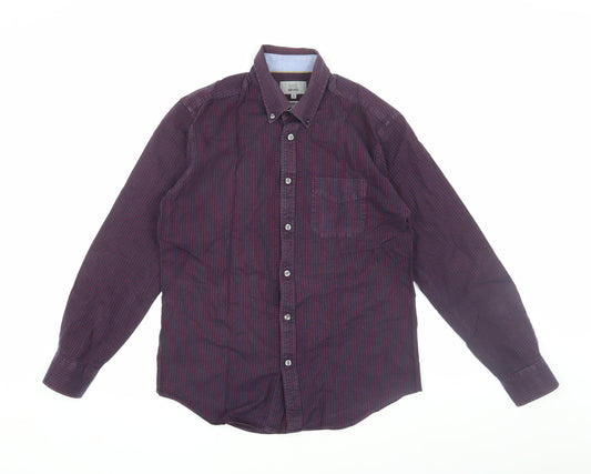 Marks and Spencer Men's Purple Striped Regular Fit Shirt