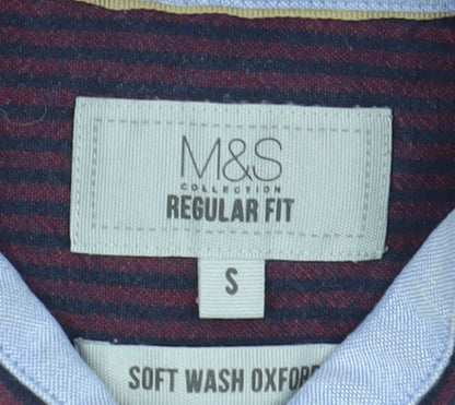 Marks & Spencer Men's Purple Striped Regular Fit Shirt