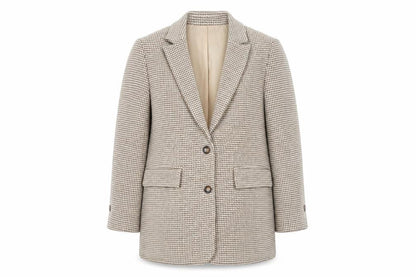 Zara Beige Check Women's S Blazer, Button, Autumn