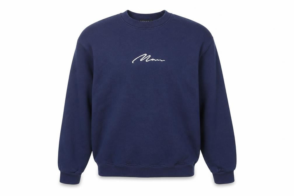 boohooMAN Blue Men's Pullover Sweatshirt L