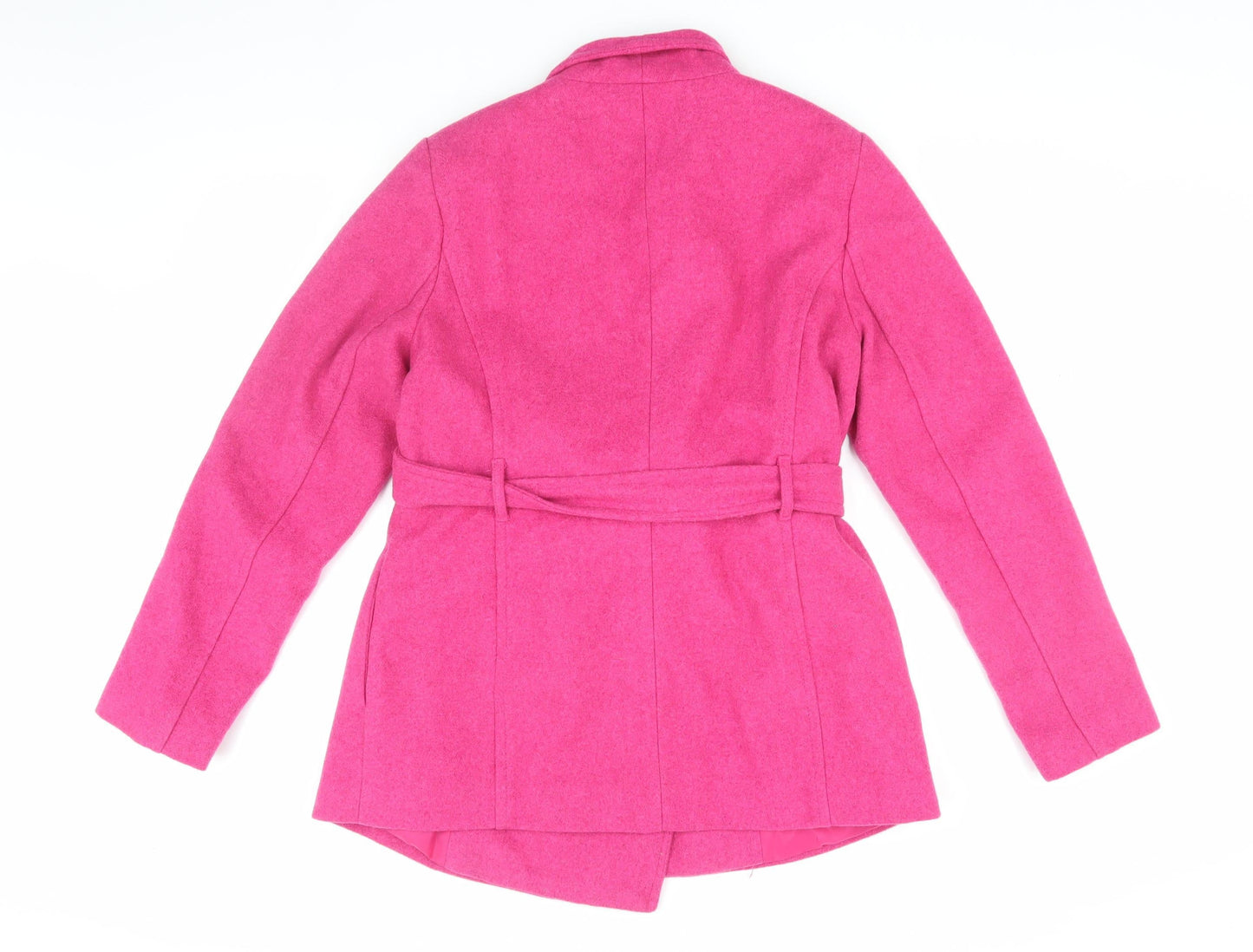 Oasis Women's Pink Belted Coat, Size 12, Winter Classic