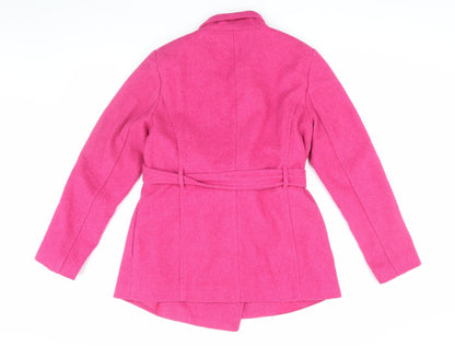 Oasis Women's Pink Belted Coat, Size 12, Winter Classic