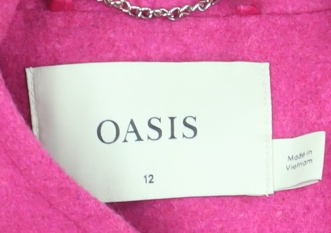 Oasis Women's Pink Belted Coat, Size 12, Winter Classic