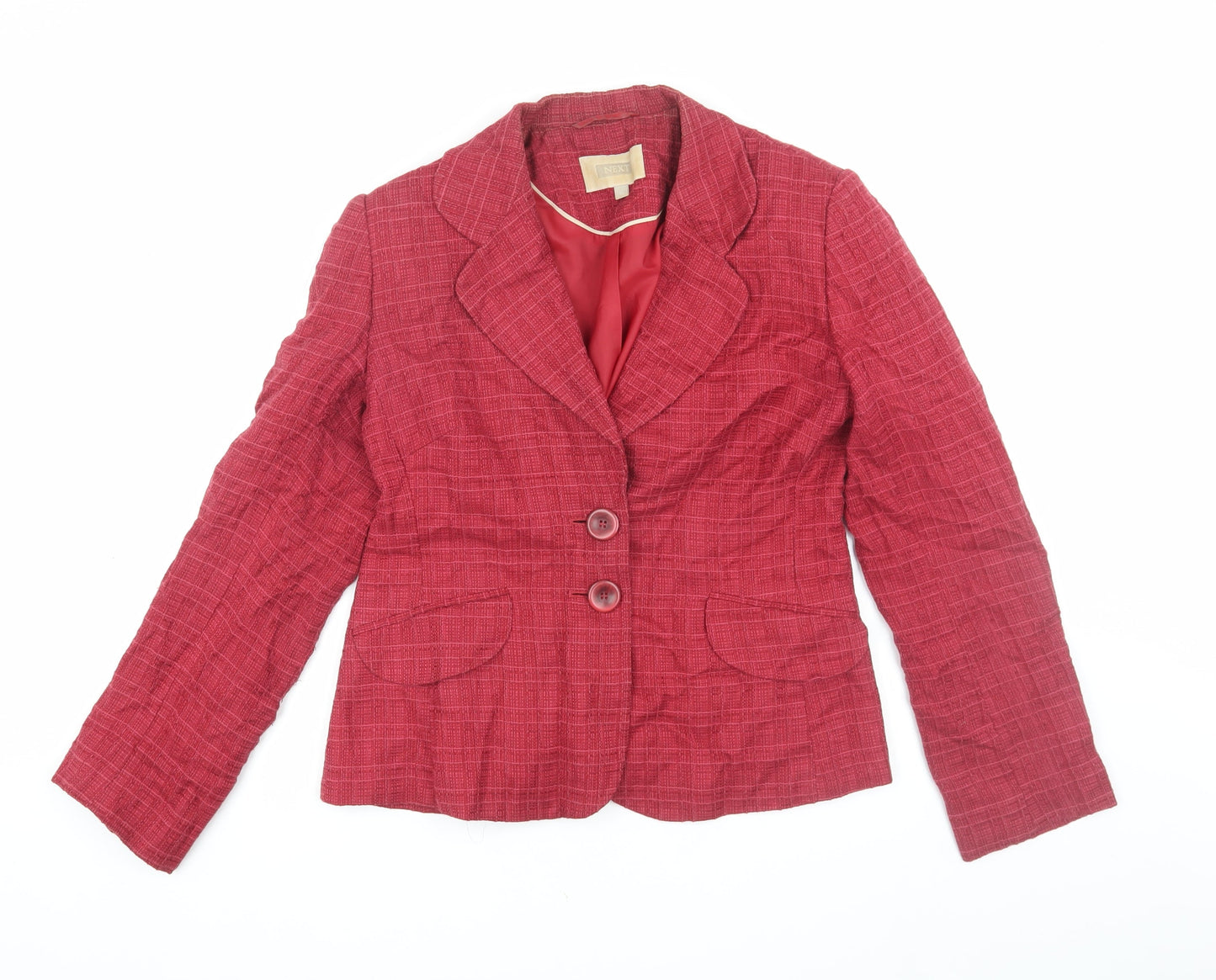 Next Women's Red Check Blazer Size 12, Business Casual Style