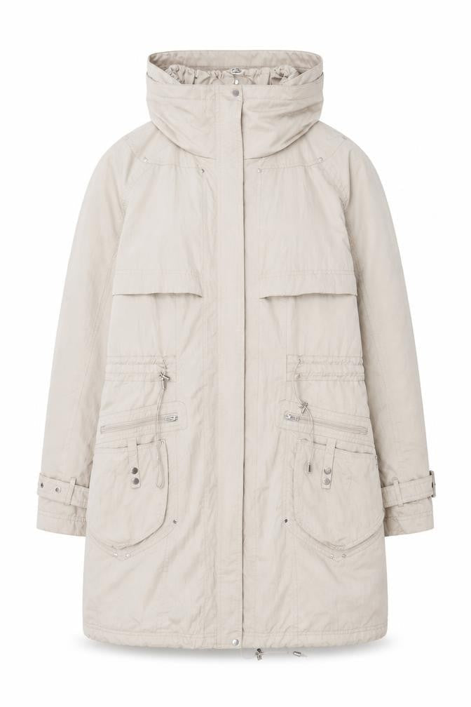 Clements Ribeiro Women's Beige Long Parka Coat Size 14