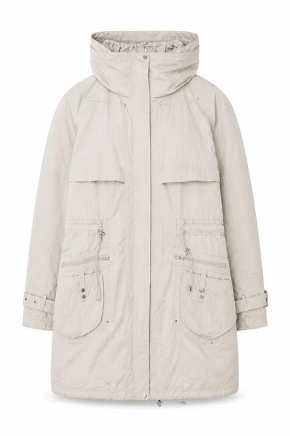 Clements Ribeiro Women's Beige Long Parka Coat Size 14