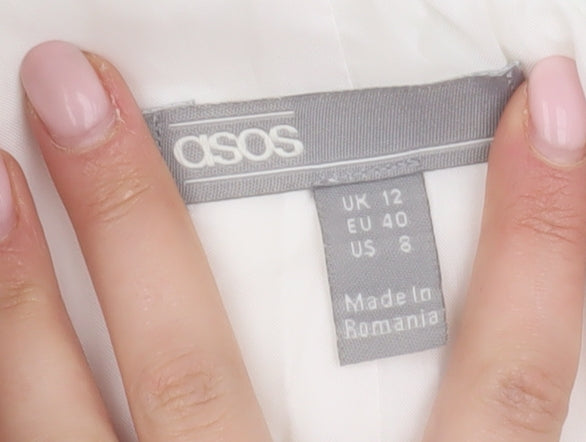 ASOS Women's White Long Sleeve Collared Blouse Size 12