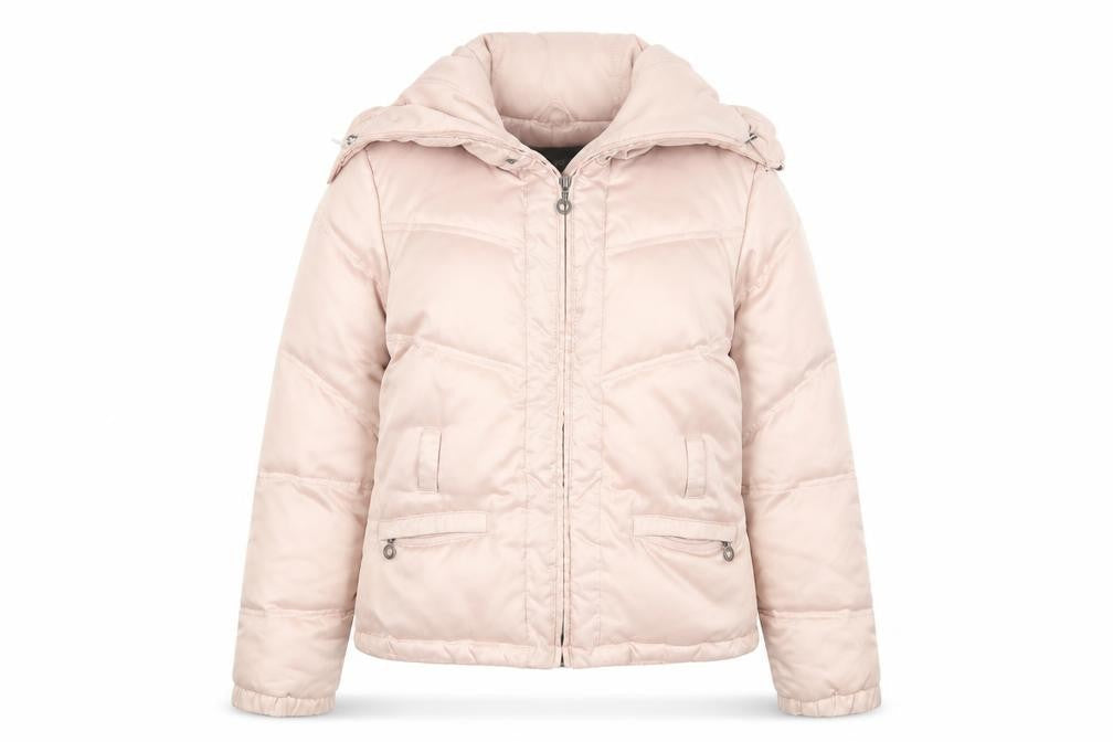 Nine West Women's Pink Puffer Jacket M Hooded Winter Coat