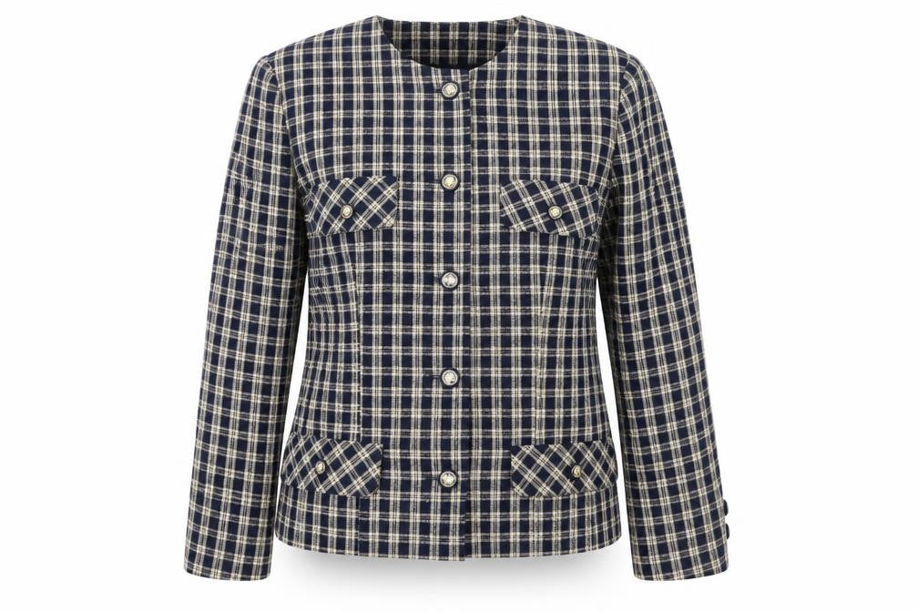 Alexara Women's Blue Check Jacket, Size 12