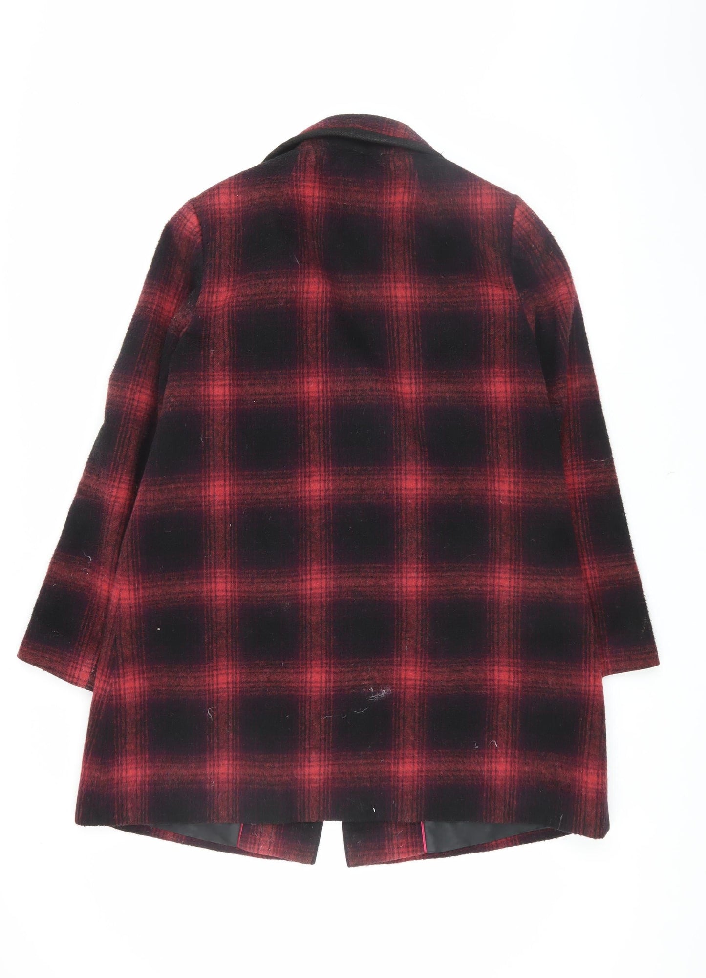 Marks and Spencer Women's Red Plaid Mid-Length Coat Size 12