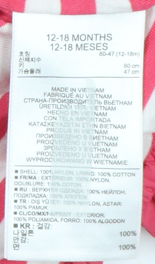 Gap Unisex Baby Toddler Pink Rain Coat 12-18 Months