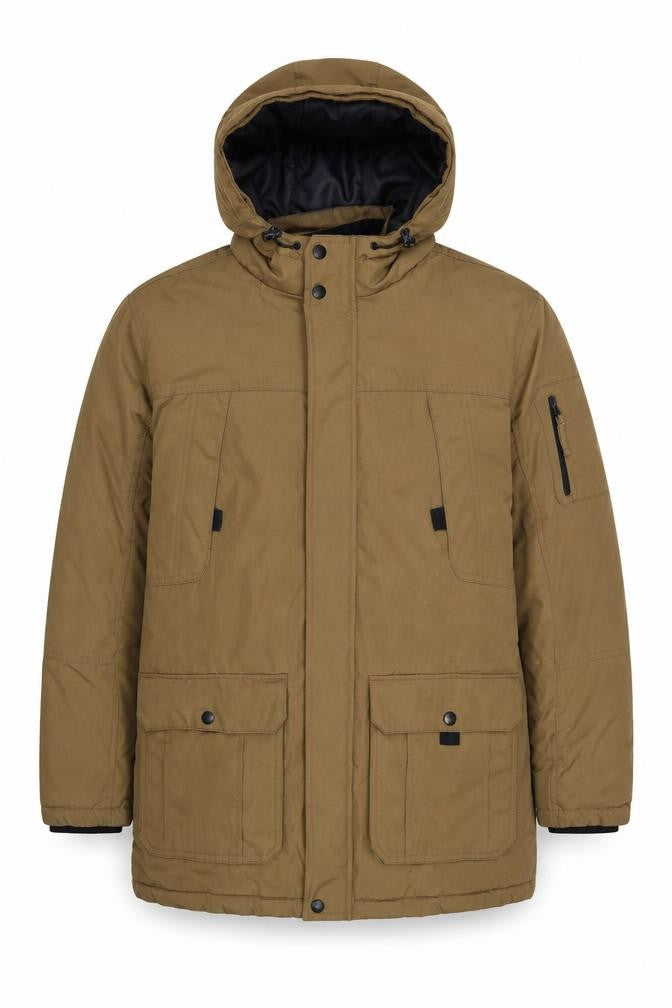 Red Herring Men's Brown Hooded Parka Jacket Size L