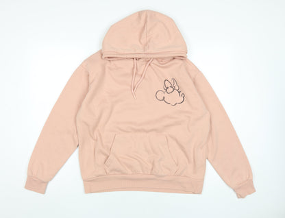 Preloved Disney Women Pink Pullover Hoodie Size M - Front