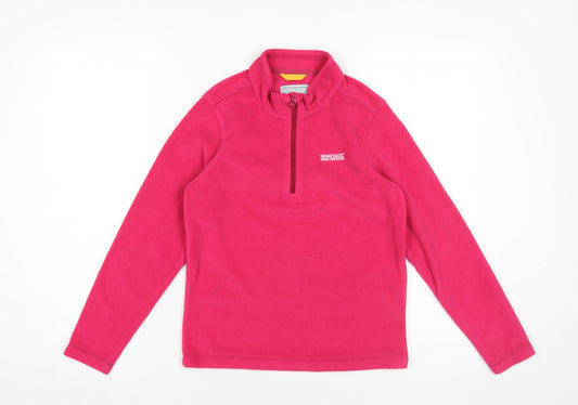 Regatta Girls Pink Fleece Sweatshirt 11-12 Years 1/4 Zip