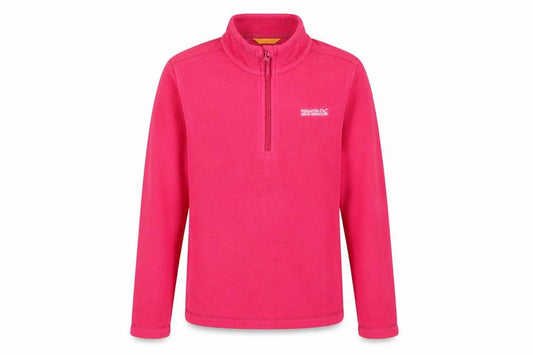 Front view of Regatta girls’ pink fleece sweatshirt 11-12 years 1/4 zip