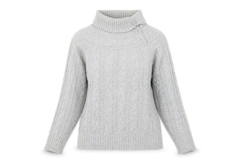 Peter Storm Womens Grey High Neck Wool Pullover, Size 12