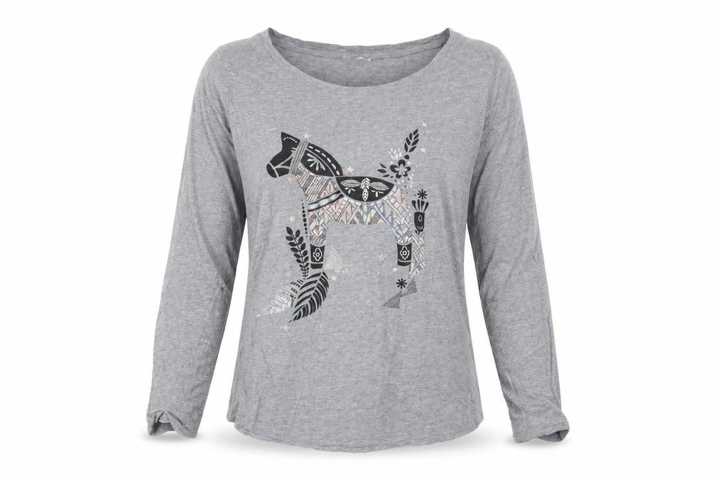 Esprit Women's Grey M Embroidered Long Sleeve T-Shirt