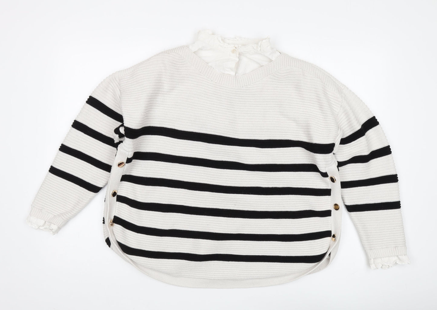 Next Women's Black Striped Pullover Jumper L