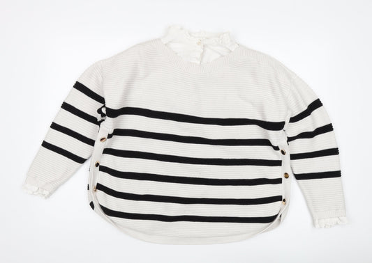 Next Women's Black Striped Pullover Jumper L