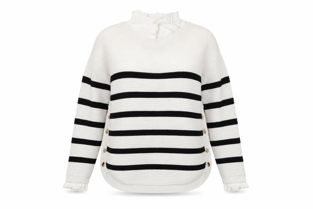Next Women's Black Striped Pullover Jumper L