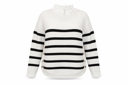 Next Women's Black Striped Pullover Jumper L