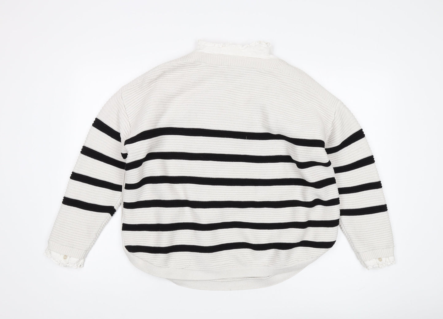 Next Women's Black Striped Pullover Jumper L