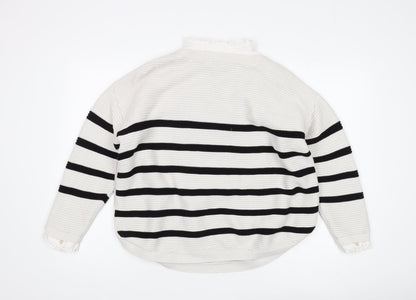 Next Women's Black Striped Pullover Jumper L