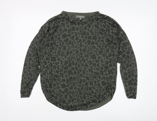 Oasis Women's Green Animal Print Pullover in Size M