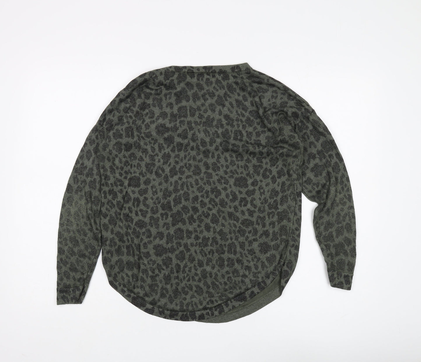 Oasis Women's Green Animal Print Pullover in Size M