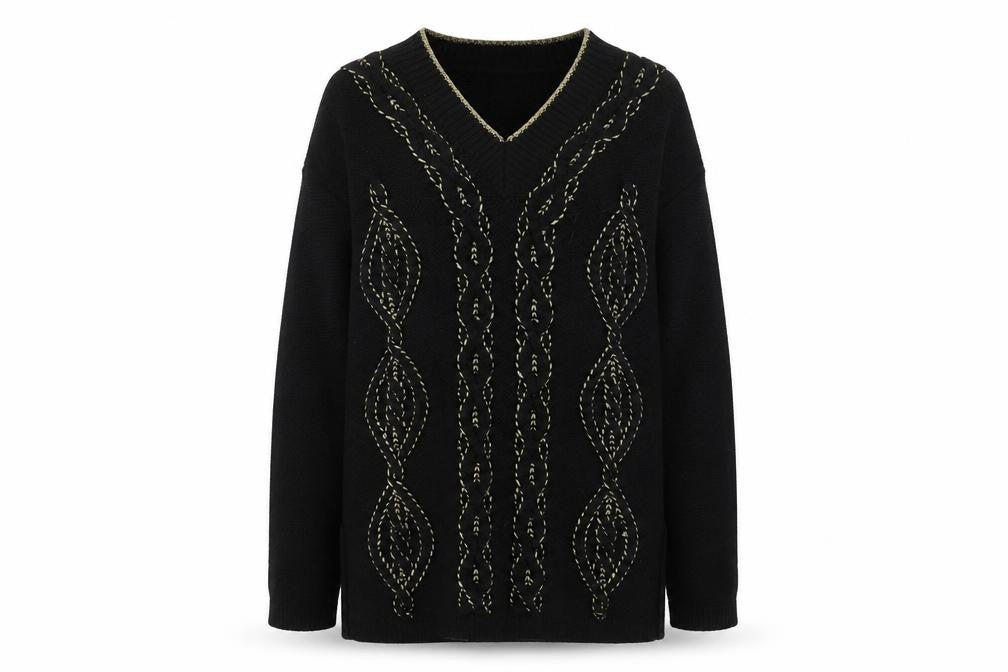 TIGI Exclusive Women's Black V-Neck Pullover Jumper