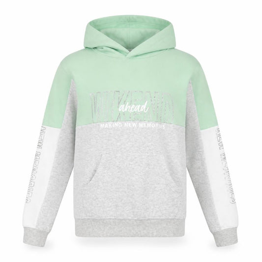 H&M Girls Green Grey Pullover Hoodie, Size 12 Years, Fleece