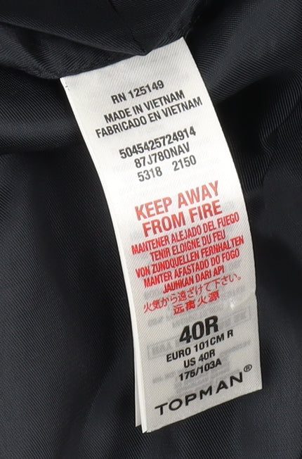 Topman Men's Blue Suit Jacket 40R Regular Fit