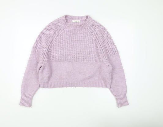 MNG Women's Purple Chunky-Knit Pullover Jumper XS