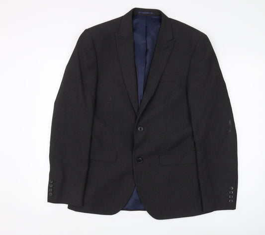 Next Men's Black Blazer, Regular Fit, Size 38R