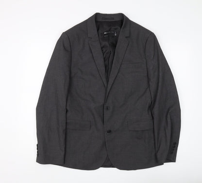 Additional front view of ASOS Men's Grey Regular Fit Blazer, size 40R