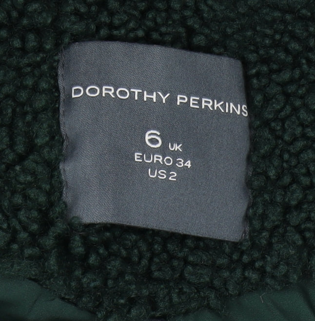 Dorothy Perkins Women's Green Mid-Length Coat Size 6