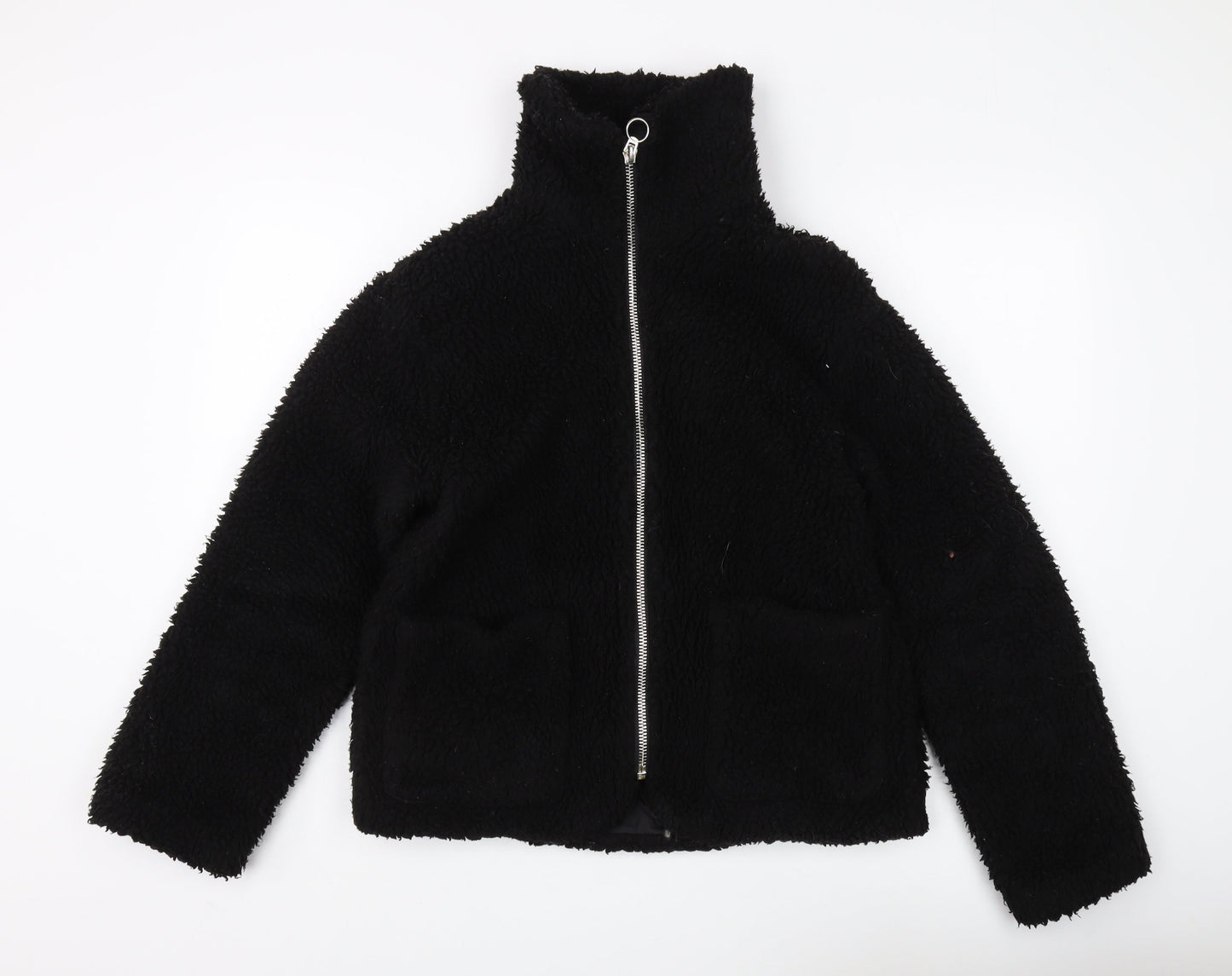 Topshop Women's Black Fleece Jacket S Casual