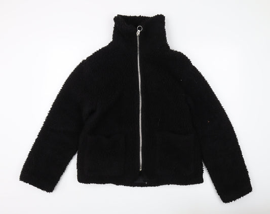 Topshop Women's Black Fleece Jacket S Casual