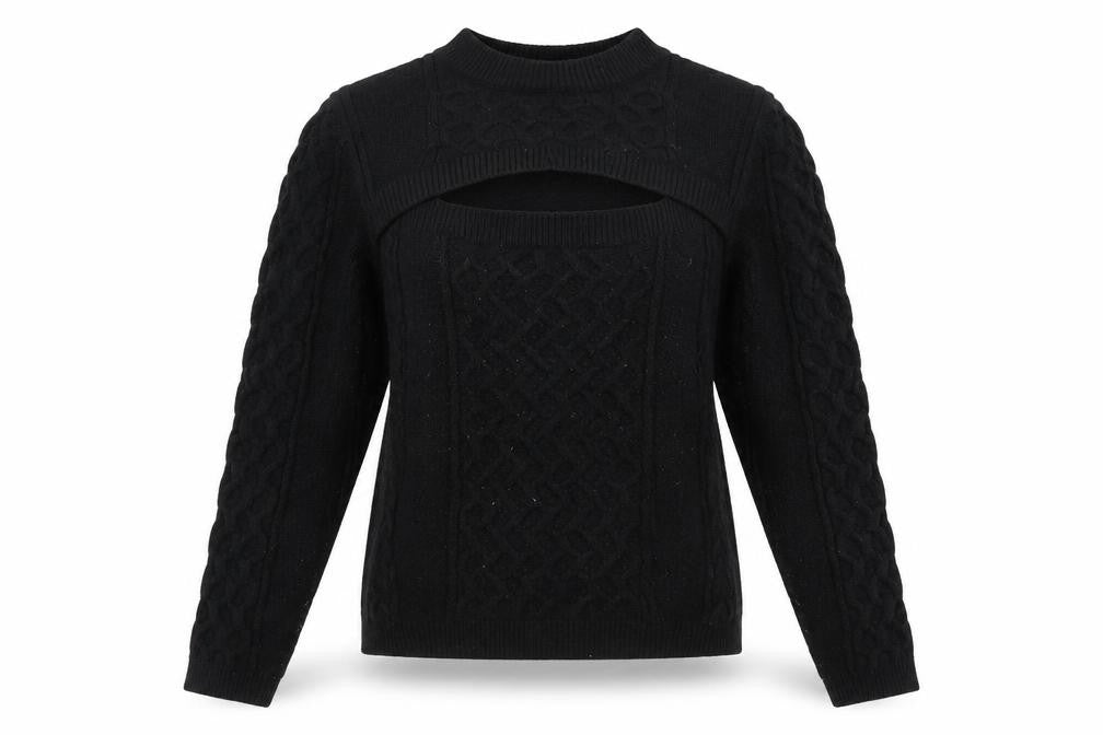 Quiz Women's Black Cable-Knit Long Sleeve Jumper