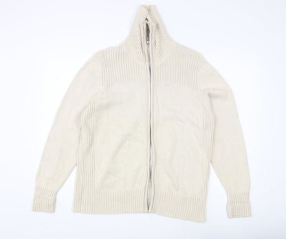 Marks Mens & Spencer Ivory Full Zip Cotton Jumper UK 22