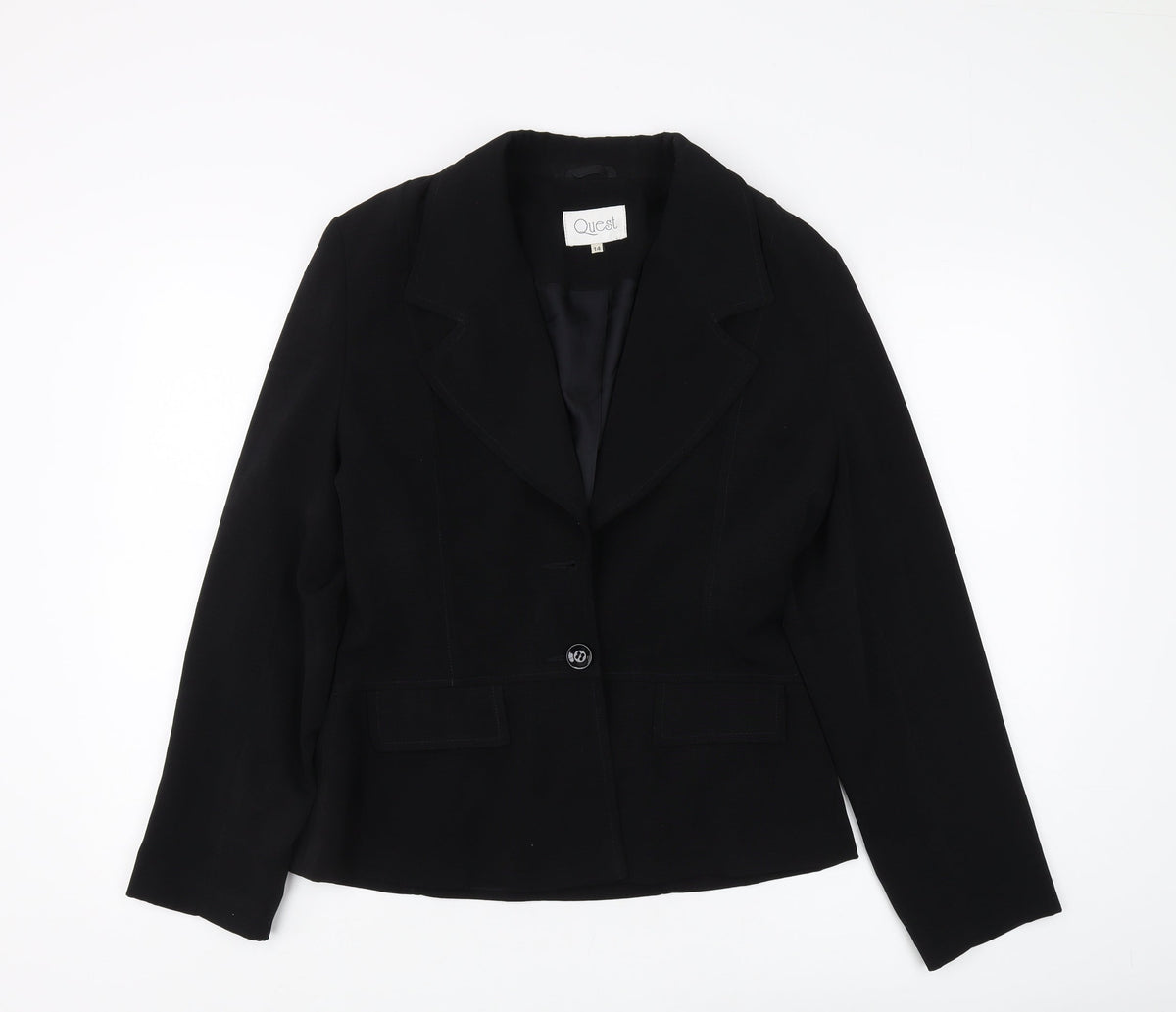Quest Women's Black Regular Fit Suit Jacket 14
