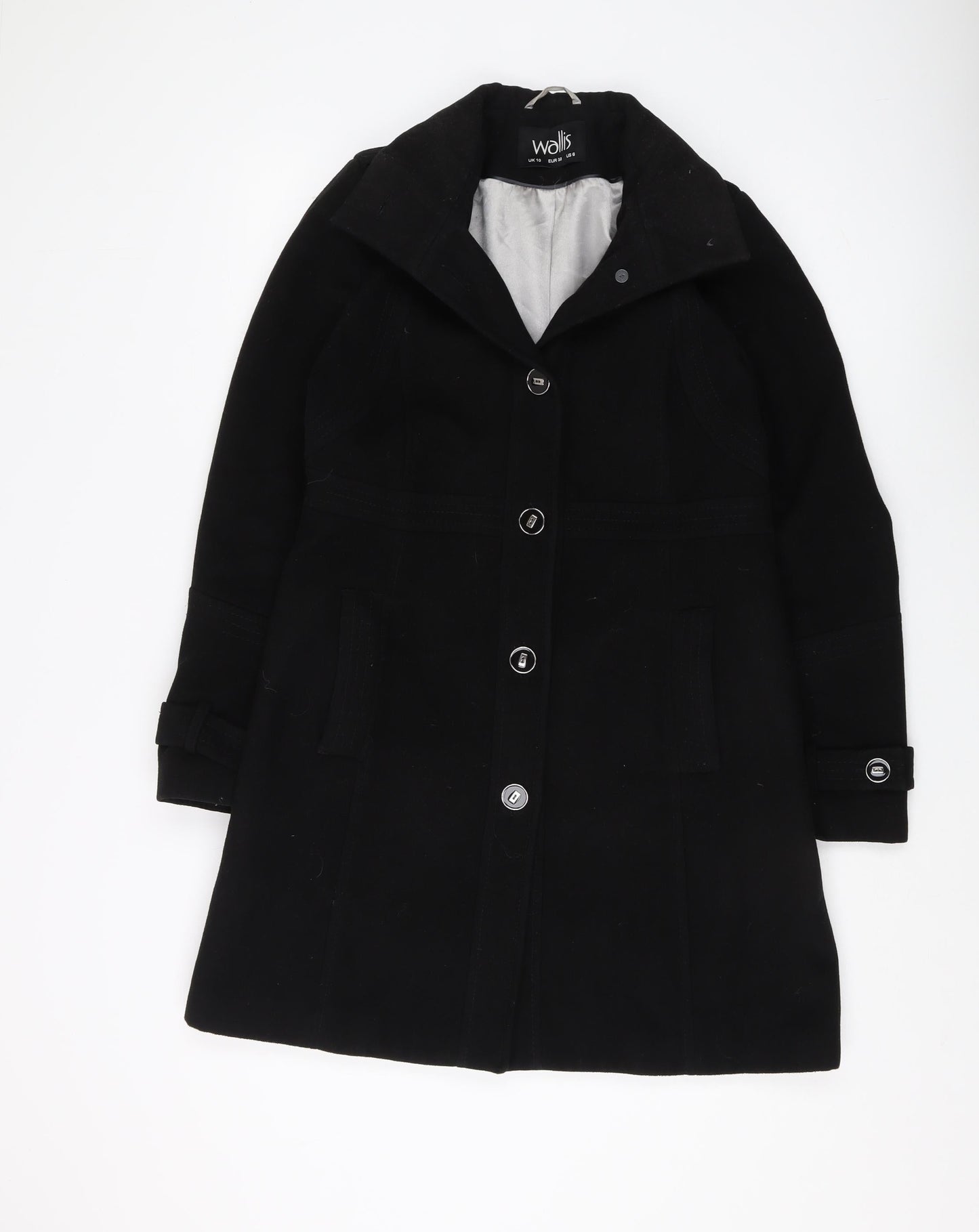 Wallis Black Women's Mid-Length Overcoat Size 10