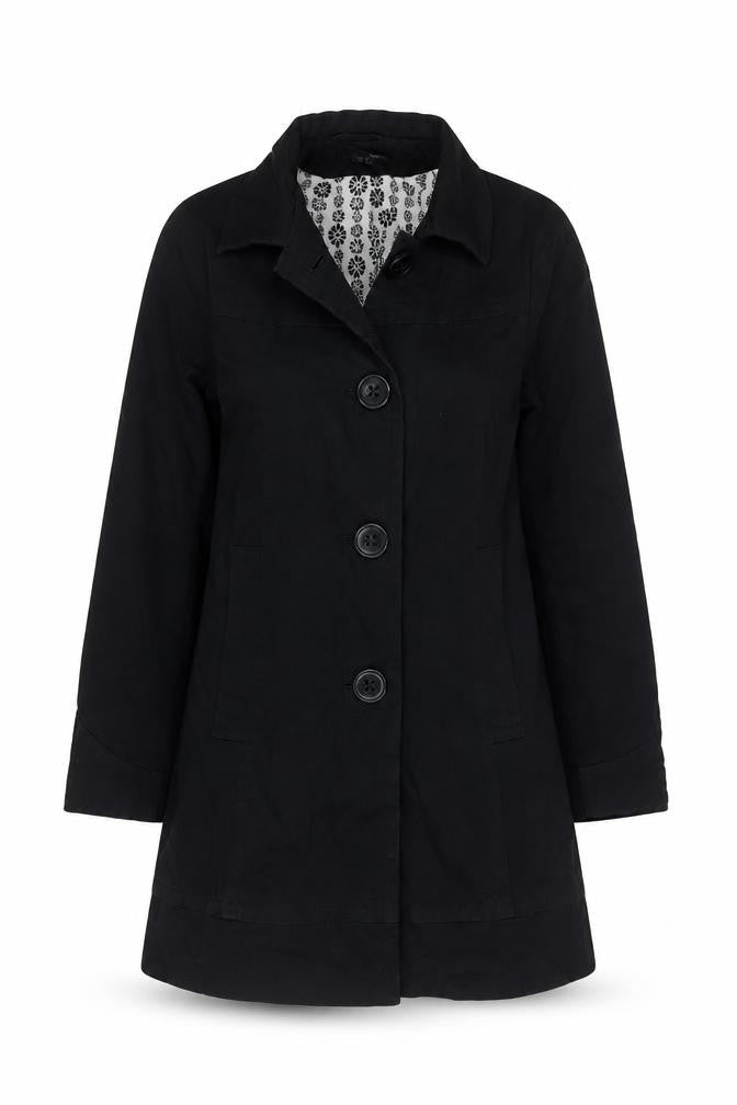 H&M Women's Black Mid-Length Overcoat Size 10
