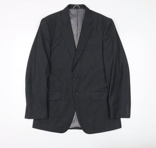Burton Men's Black Striped Blazer Size 38 Slim Fit